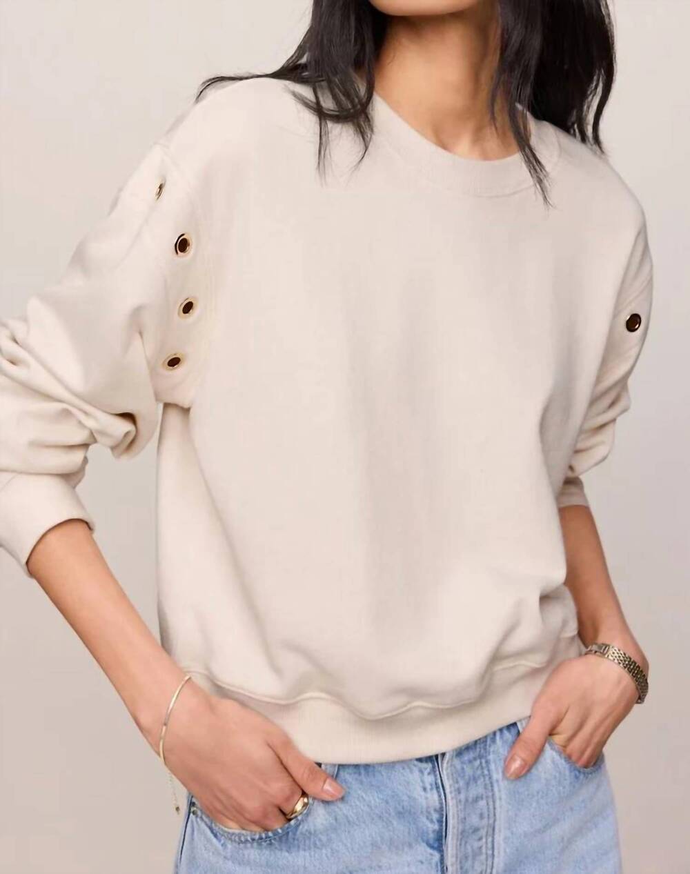 NEW Z SUPPLY axel grommet sweatshirt in sandstone